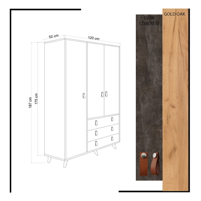 Hanah Home Chunky Armario Roble y Gris Oscuro Hanah Home Chunky Armario Roble y Gris Oscuro